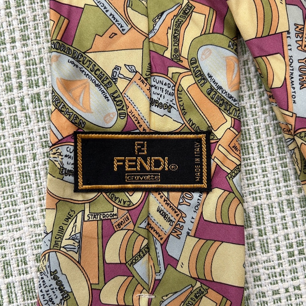 Fendi Designer Necktie 100% Silk